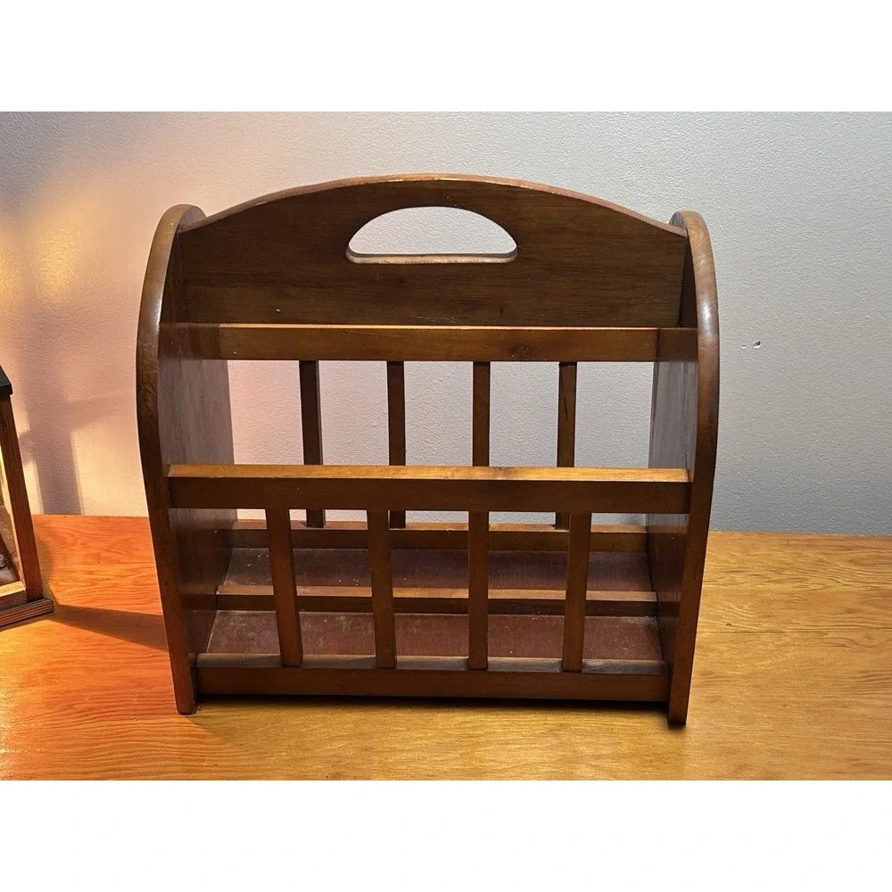 Vintage Large Oak Magazine Rack  Country Cottage 60s 70s Oversized 17x19.5